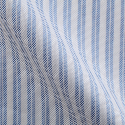 CAMICIA SU MISURA AZZURRA RIGHE 100% COTONE OXFORD