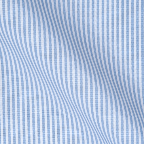 CAMICIA SU MISURA AZZURRA RIGHE 100% COTONE POPELINE