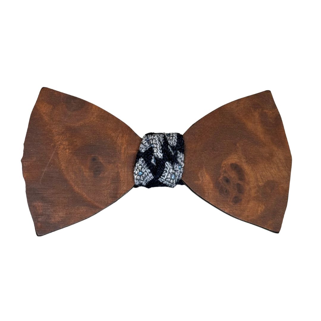 Papillon Annodato in Legno con Nodo in Lana