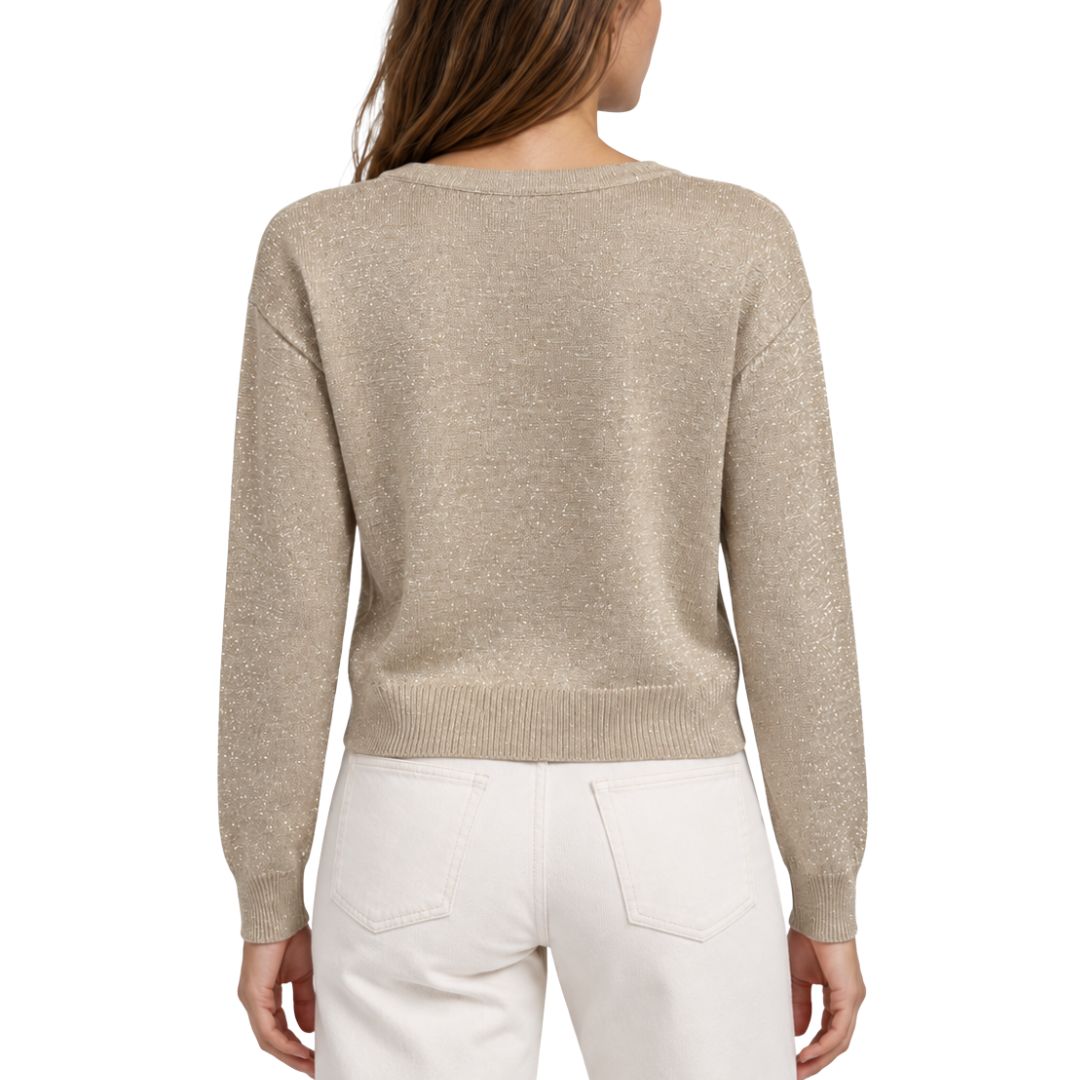 Cardigan donna laminato scollo a V