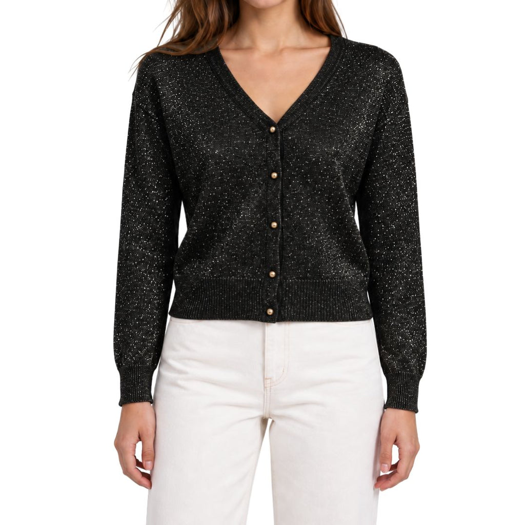 Cardigan donna laminato scollo a V