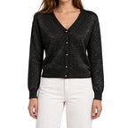 Cardigan donna laminato scollo a V