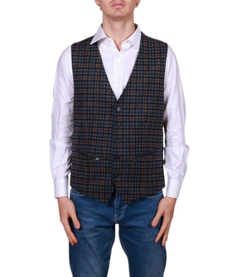 Di Lorenzo Sartoria Italiana Gilet uomo a quadretti regolabile Made in Italy