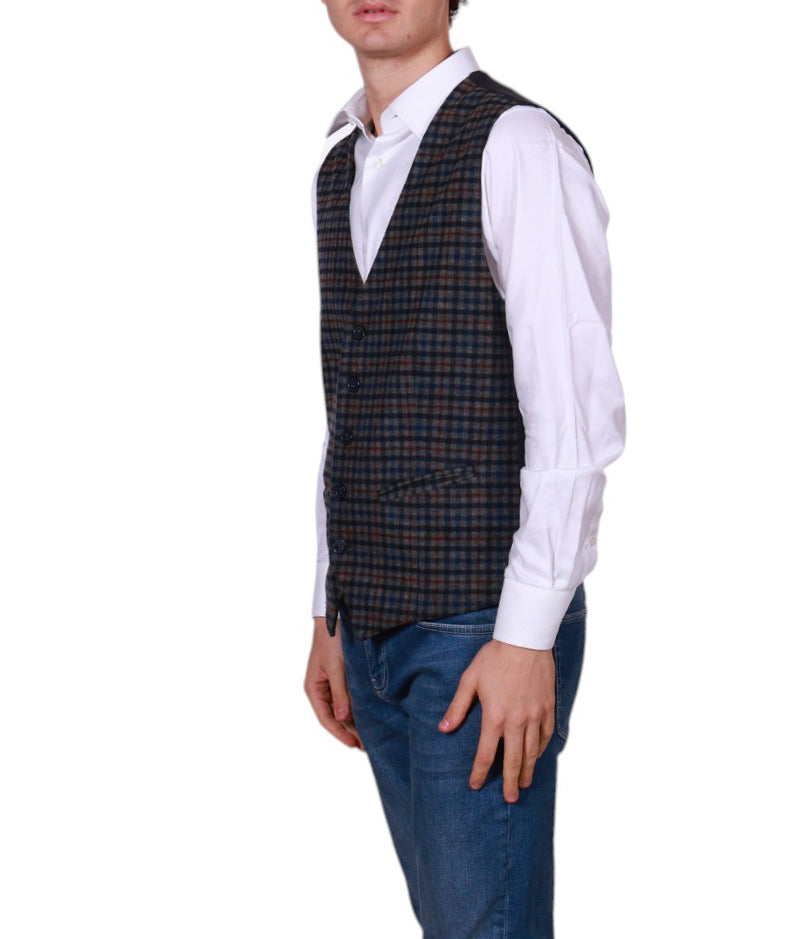 Di Lorenzo Sartoria Italiana Gilet uomo a quadretti regolabile Made in Italy