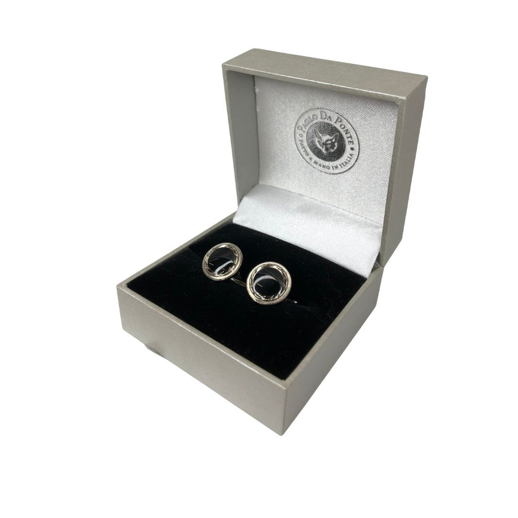 Gemelli tondi in Acciaio lavorato e interno nero