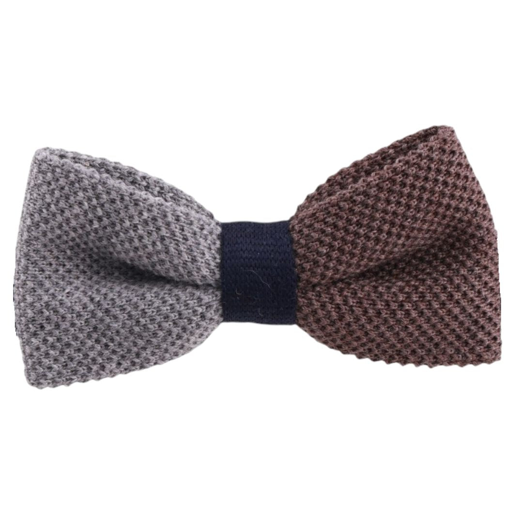 Papillon Bicolore in Lana Tricot Annodato con Cinturino Regolabile Made in Italy