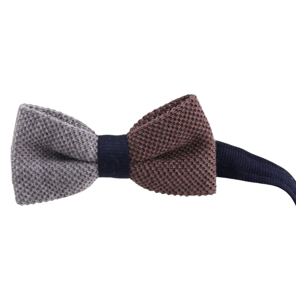 Papillon Bicolore in Lana Tricot Annodato con Cinturino Regolabile Made in Italy