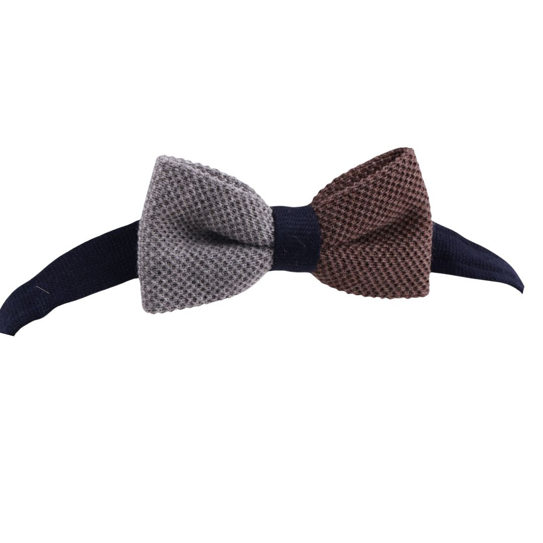 Papillon Bicolore in Lana Tricot Annodato con Cinturino Regolabile Made in Italy