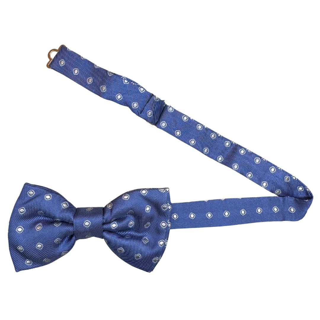 Papillon in seta annodato a mano fantasia rombi lavorazione sartoriale elegante