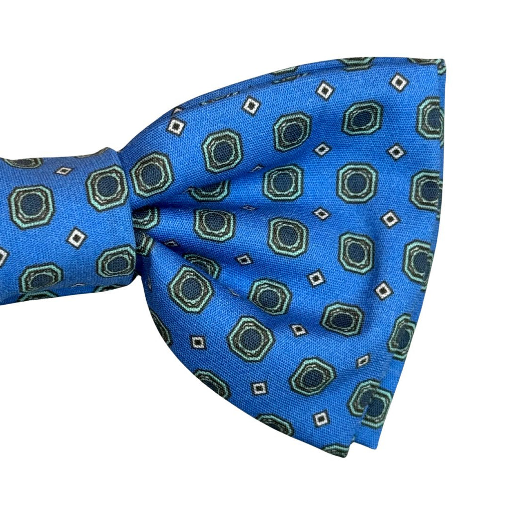 Papillon cotone annodato a mano fantasia quadrati stile sartoriale