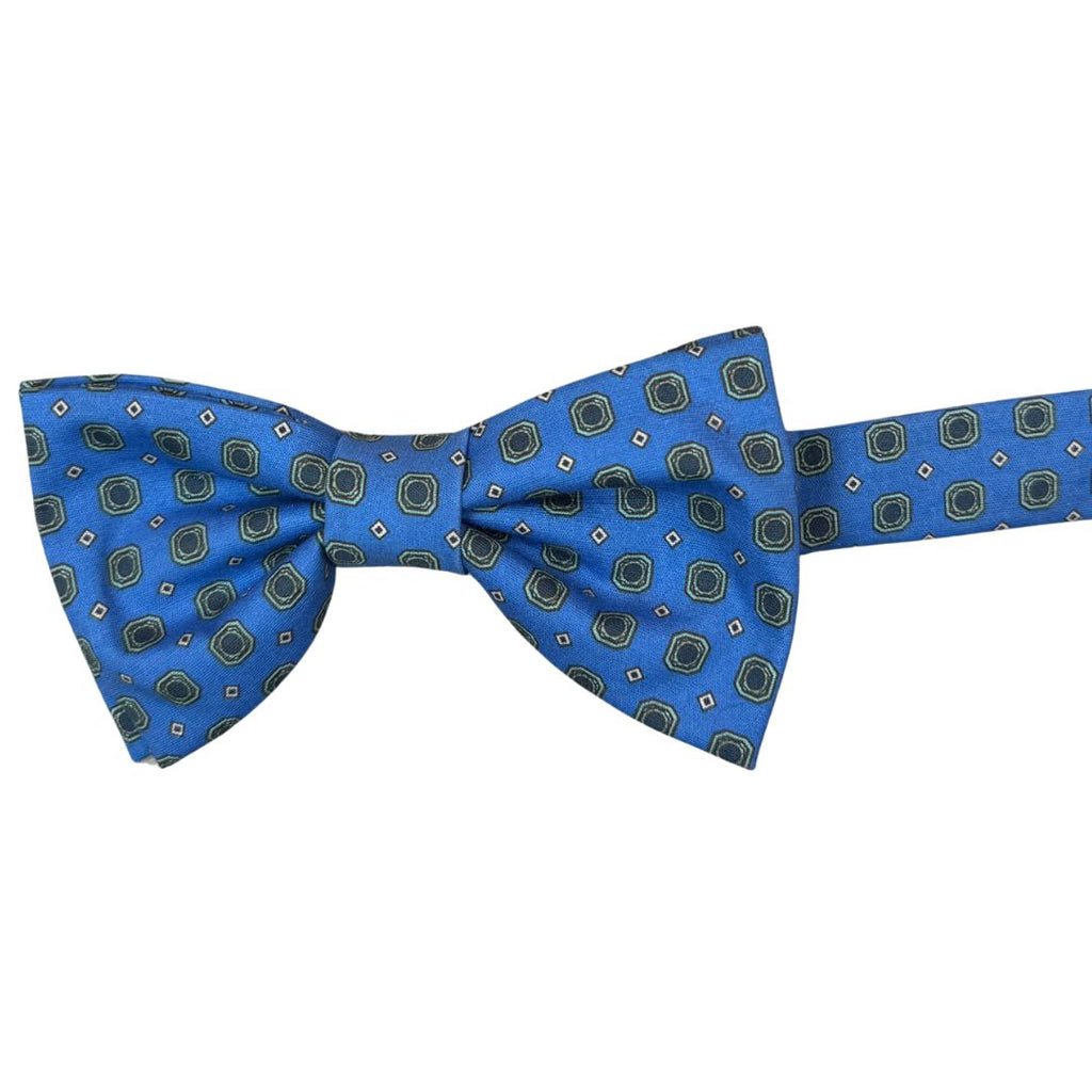 Papillon cotone annodato a mano fantasia quadrati stile sartoriale