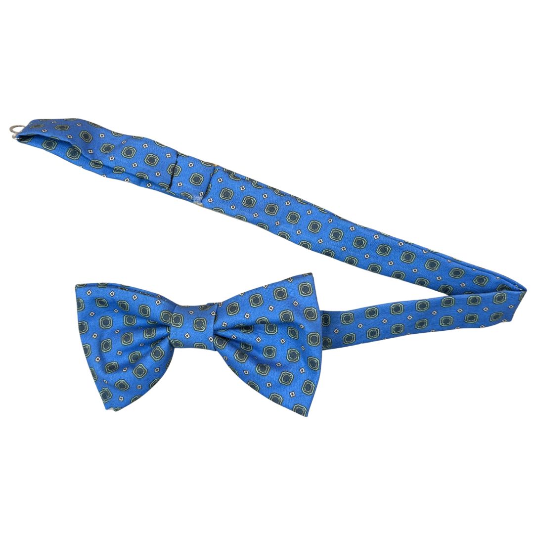 Papillon cotone annodato a mano fantasia quadrati stile sartoriale