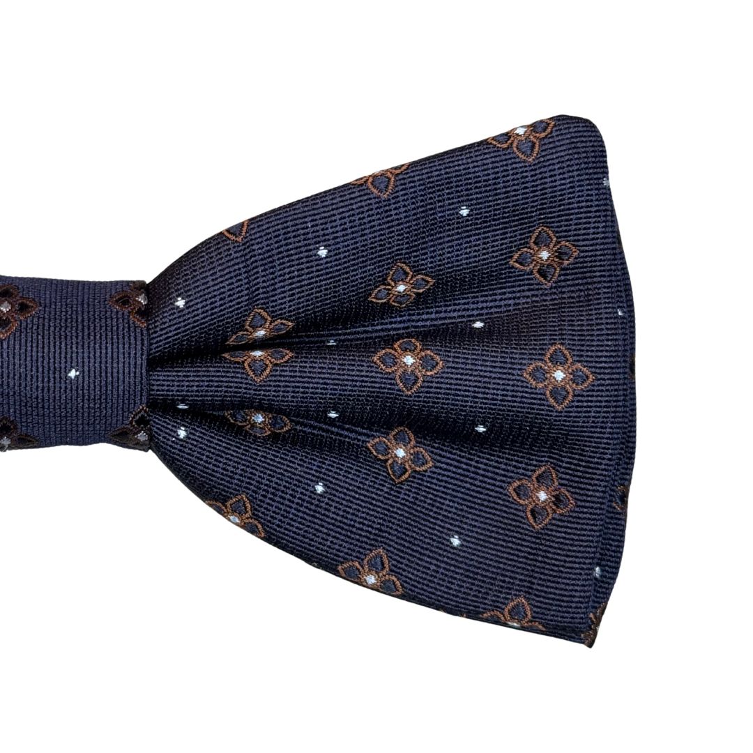 Papillon in seta annodato a mano fantasia fiori Made in Italy