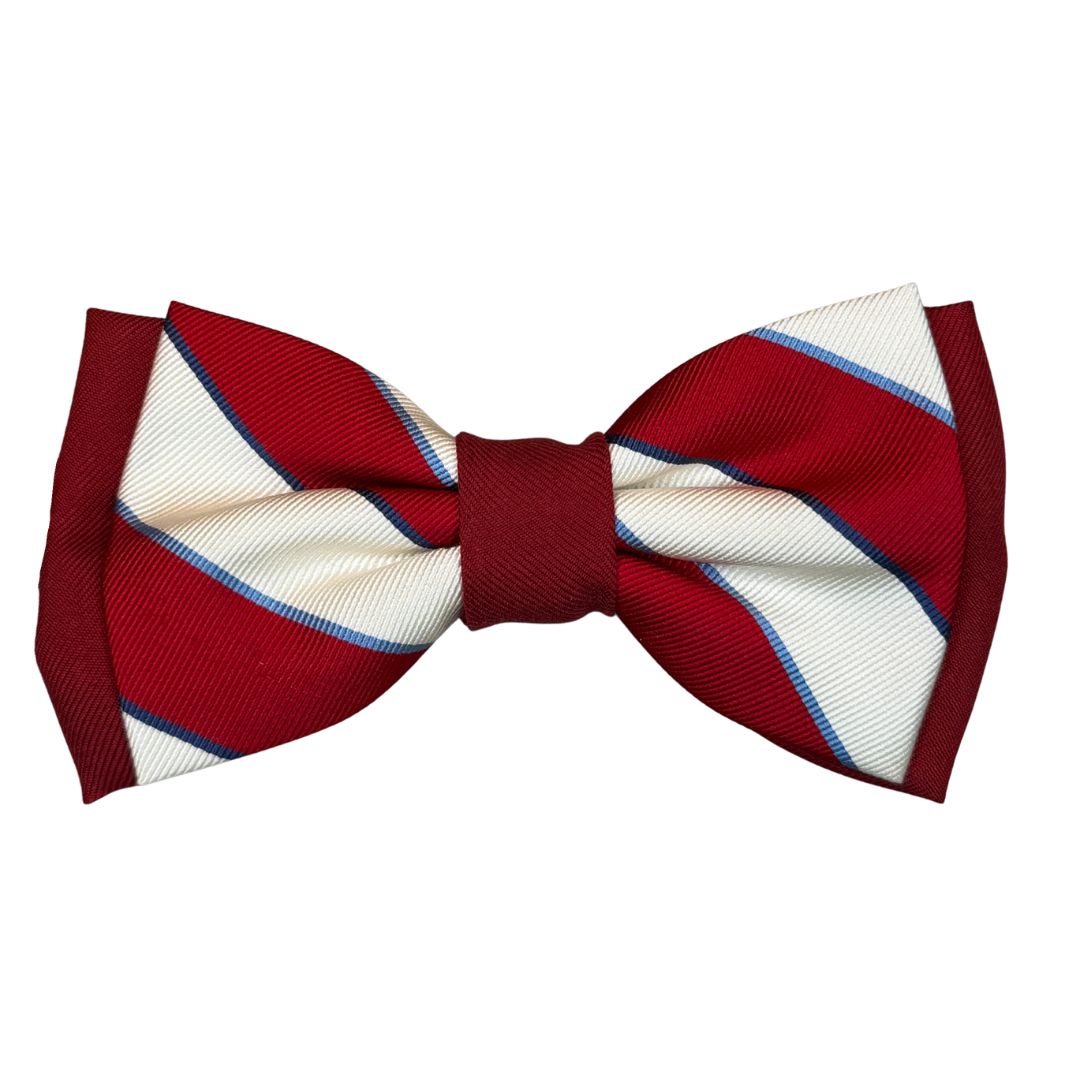 Papillon regimental bicolore in seta annodato a mano