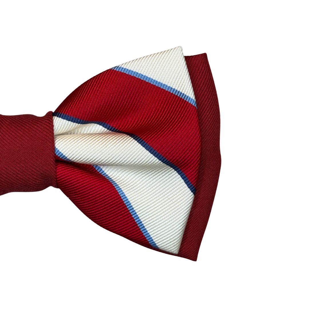 Papillon regimental bicolore in seta annodato a mano