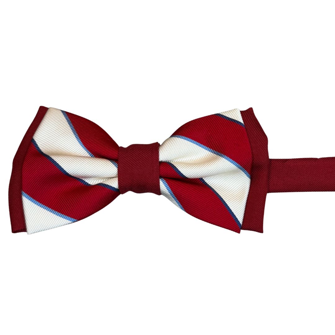 Papillon regimental bicolore in seta annodato a mano