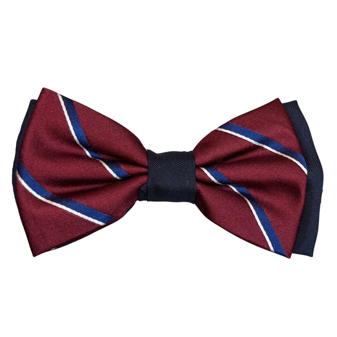 Papillon regimental bicolore in seta annodato a mano