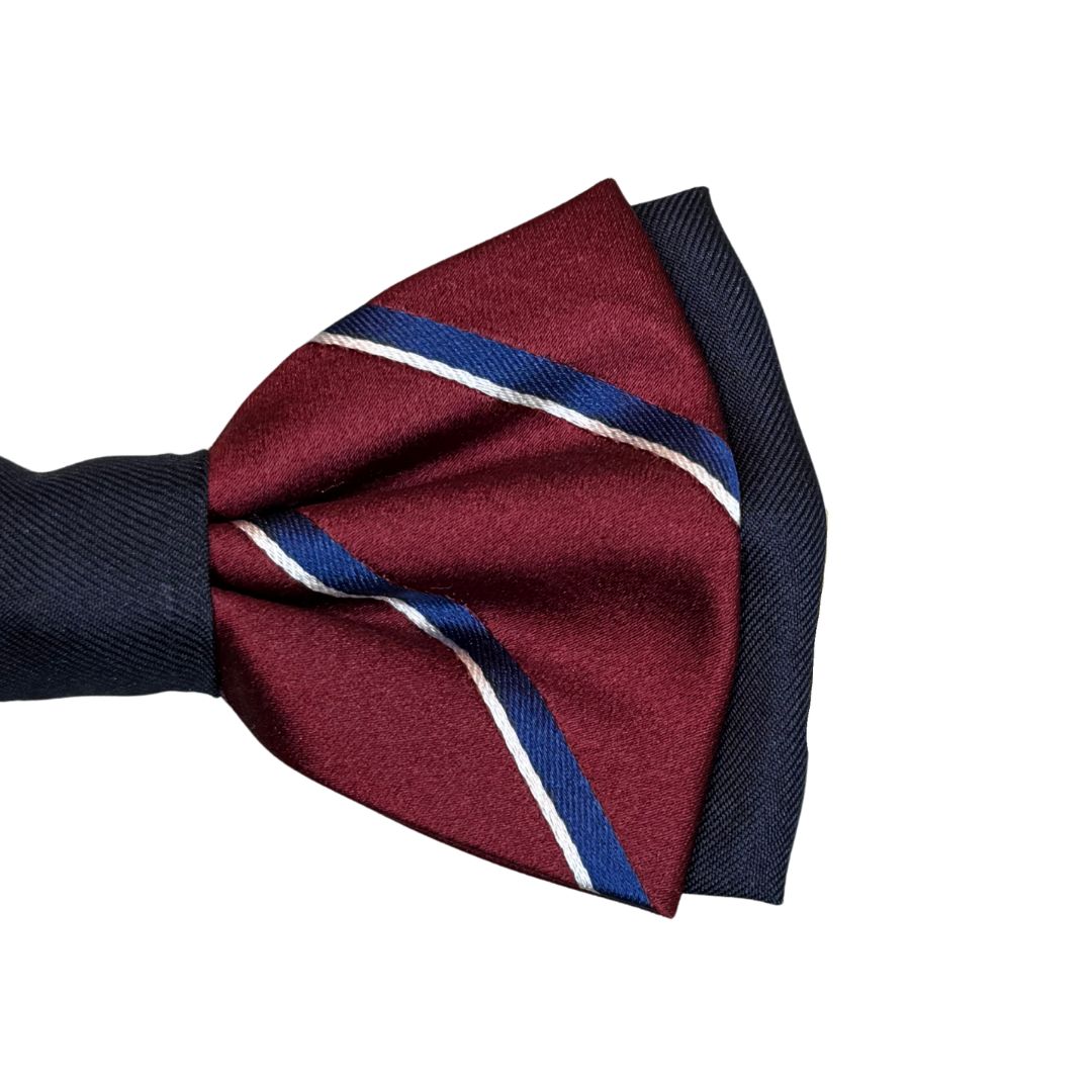 Papillon regimental bicolore in seta annodato a mano