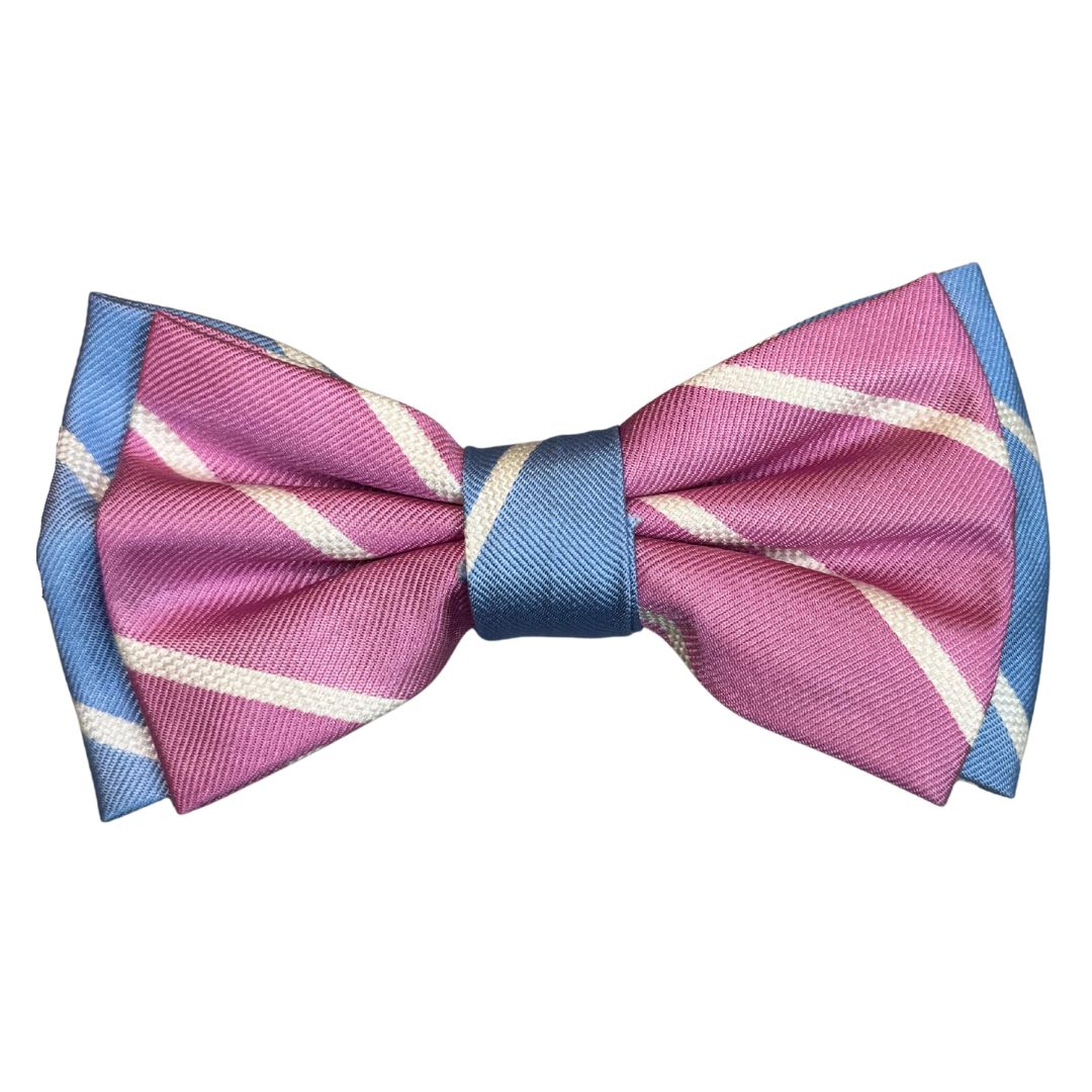 Papillon regimental bicolore in seta annodato a mano