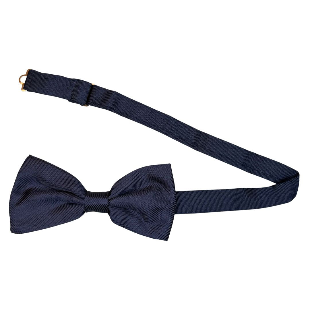 Papillon annodato a mano regolabile in seta motivo twill tinta unita