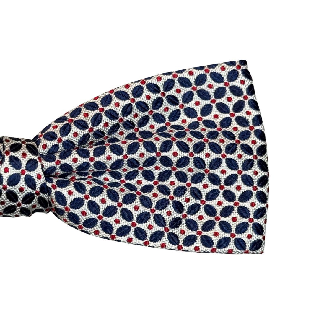 Papillon seta midi annodato a mano con fantasia geometrica