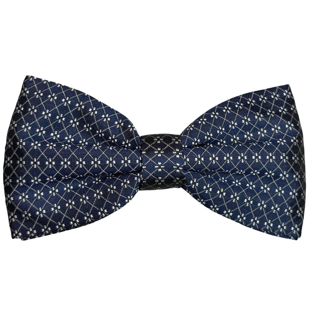 Papillon in seta fantasia rombi e fiori annodato a mano con finitura sartoriale