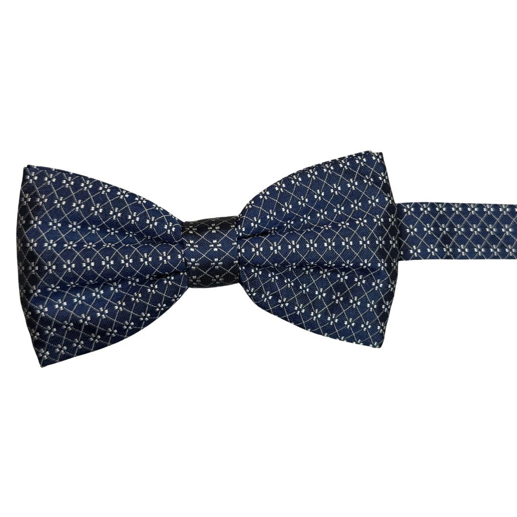 Papillon in seta fantasia rombi e fiori annodato a mano con finitura sartoriale