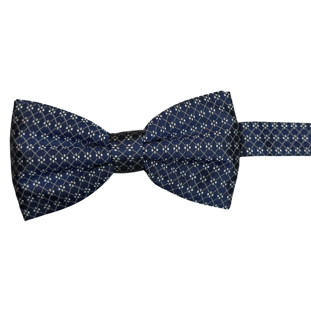 Papillon in seta fantasia rombi e fiori annodato a mano con finitura sartoriale