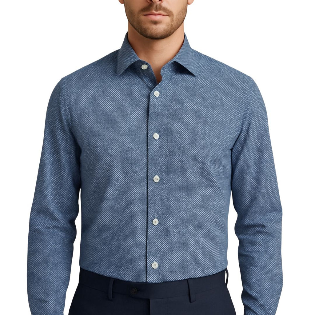 Camicia uomo classica collo 1/2 francese in popeline microfantasia