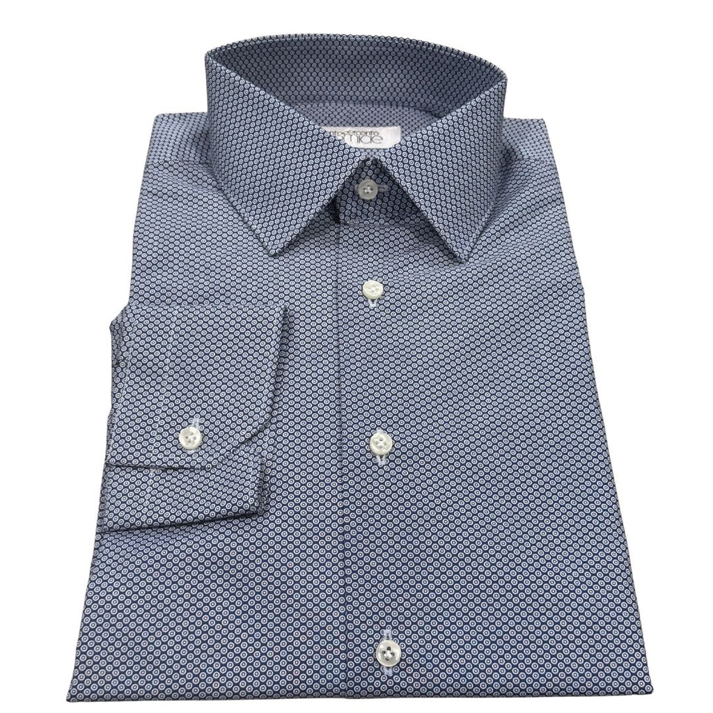 Camicia uomo classica collo 1/2 francese in popeline microfantasia