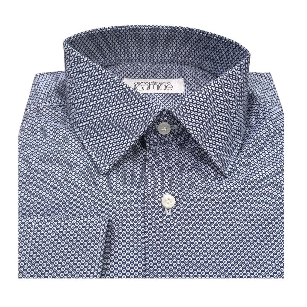 Camicia uomo classica collo 1/2 francese in popeline microfantasia