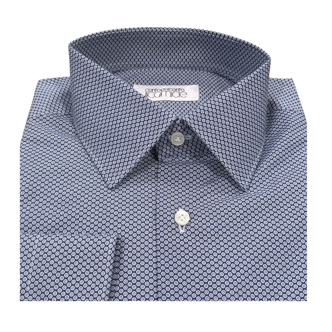 Camicia uomo classica collo 1/2 francese in popeline microfantasia