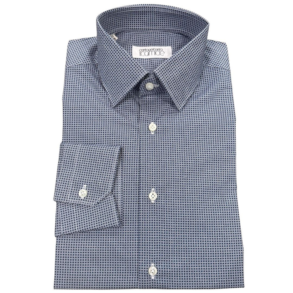 Camicia uomo classica in popeline fantasia fiorellini e cerchi