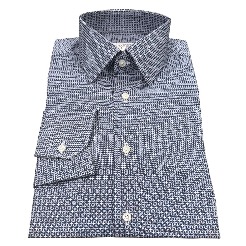 Camicia uomo classica in popeline fantasia fiorellini e cerchi