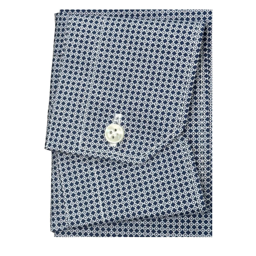 Camicia uomo classica in popeline fantasia fiorellini e cerchi