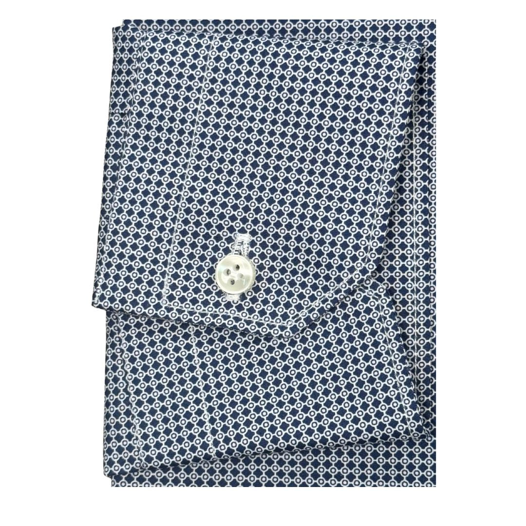 Camicia uomo classica in popeline fantasia fiorellini e cerchi