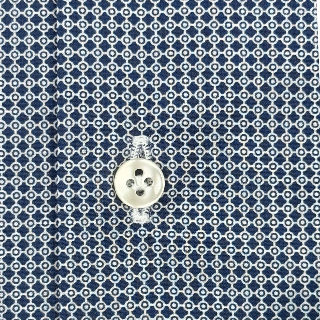 Camicia uomo classica in popeline fantasia fiorellini e cerchi