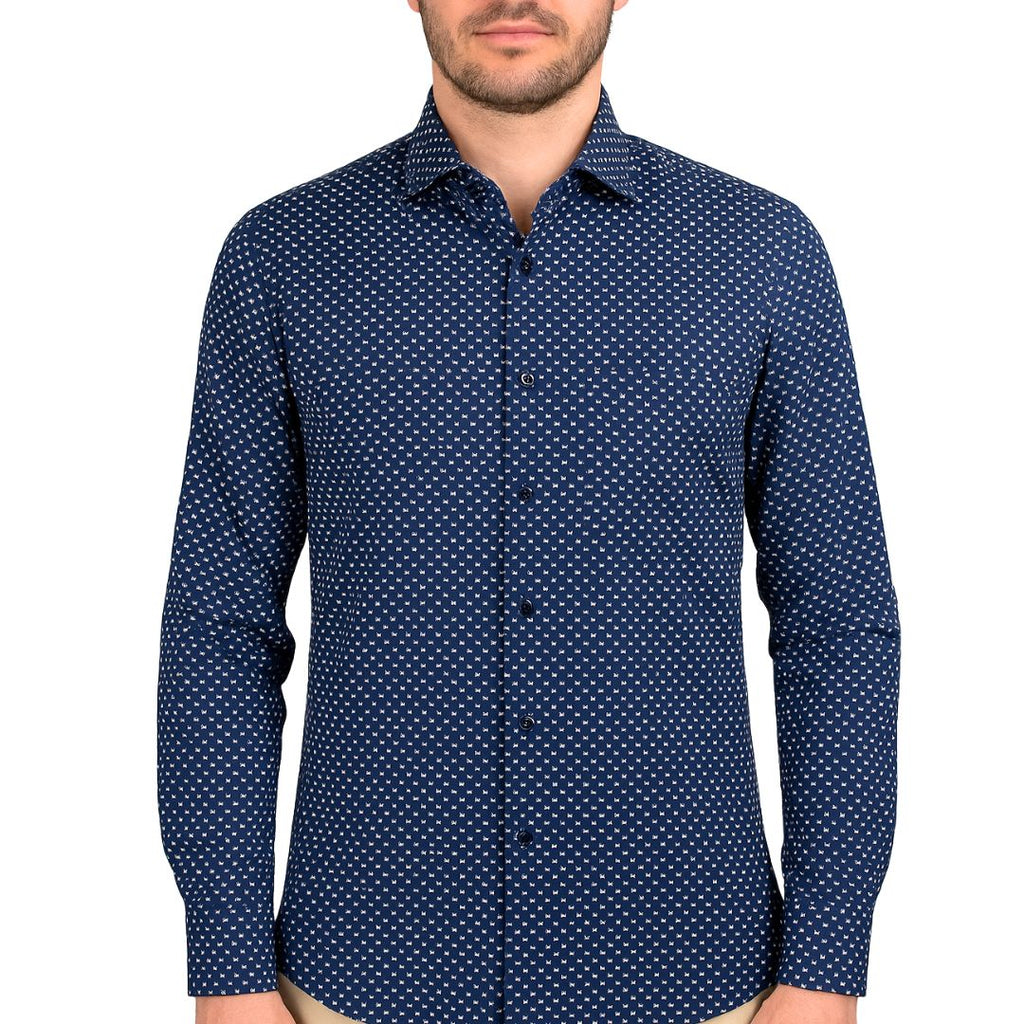 Camicia uomo classica popeline fantasia fiorellini