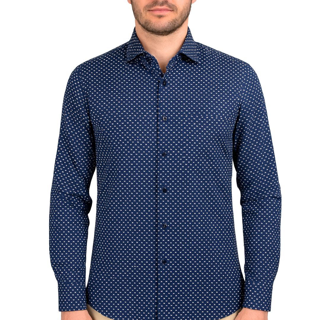 Camicia uomo classica popeline fantasia fiorellini