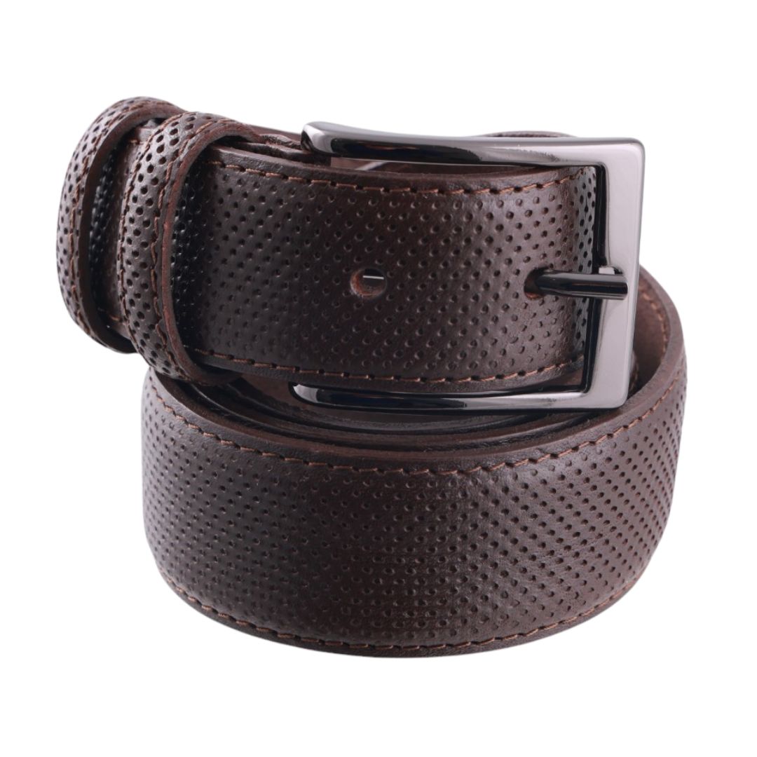 Cintura uomo in vera pelle laserata con fibbia opaca Made in Italy