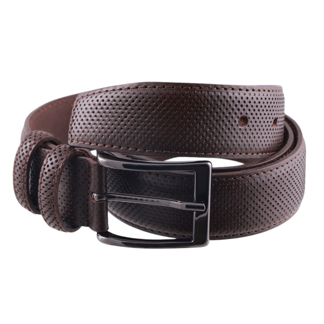 Cintura uomo in vera pelle laserata con fibbia opaca Made in Italy