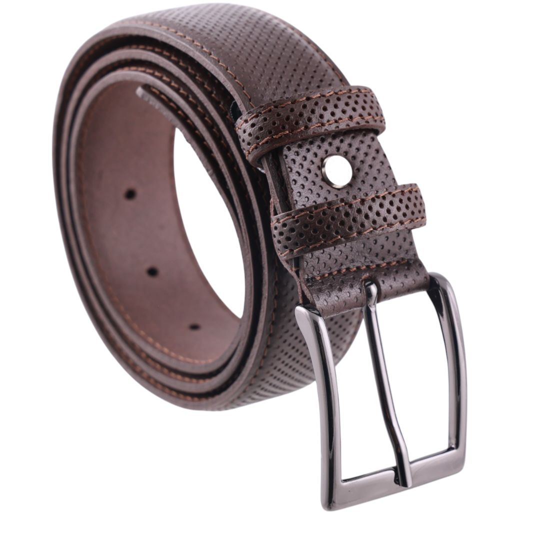 Cintura uomo in vera pelle laserata con fibbia opaca Made in Italy