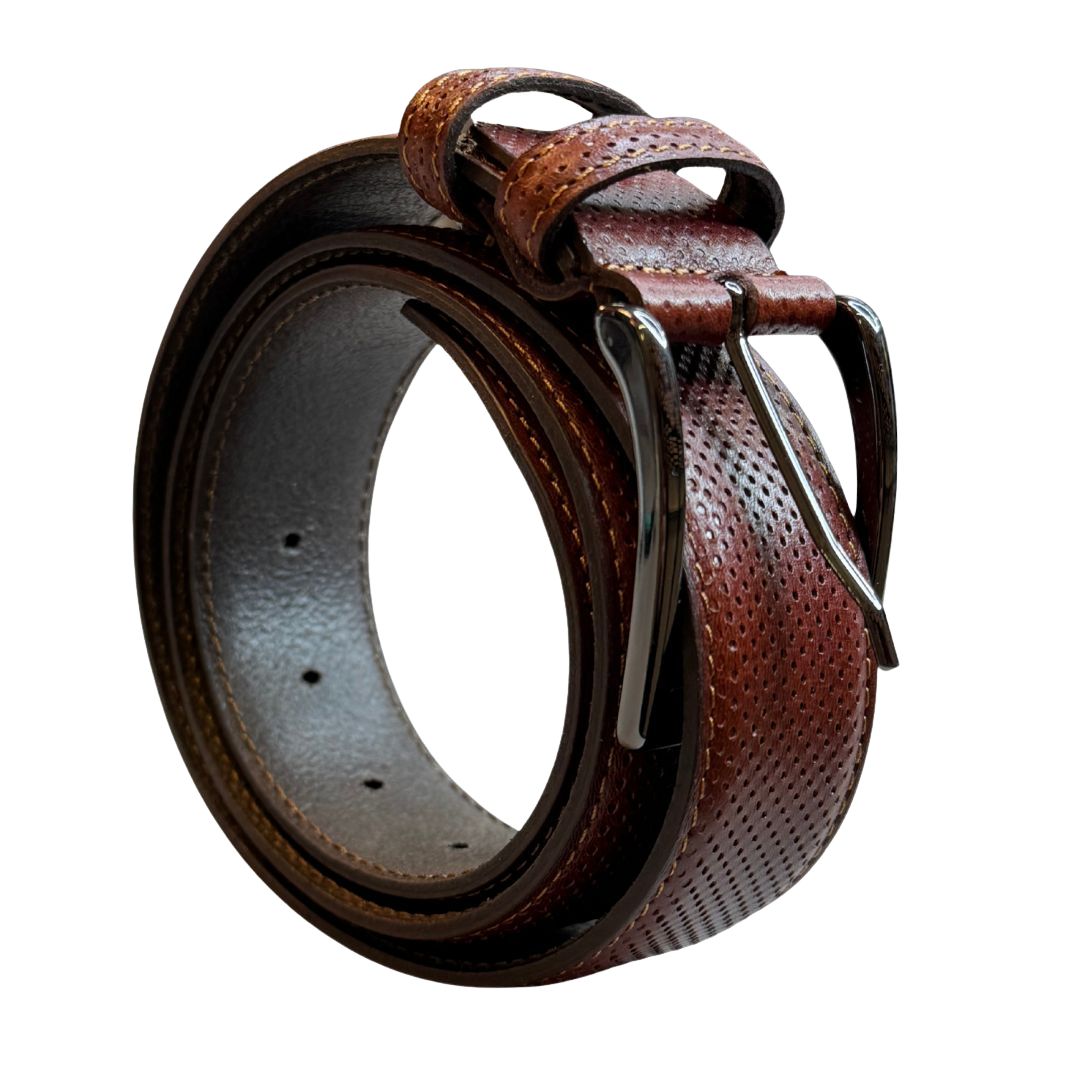 Cintura uomo in vera pelle laserata con fibbia opaca Made in Italy