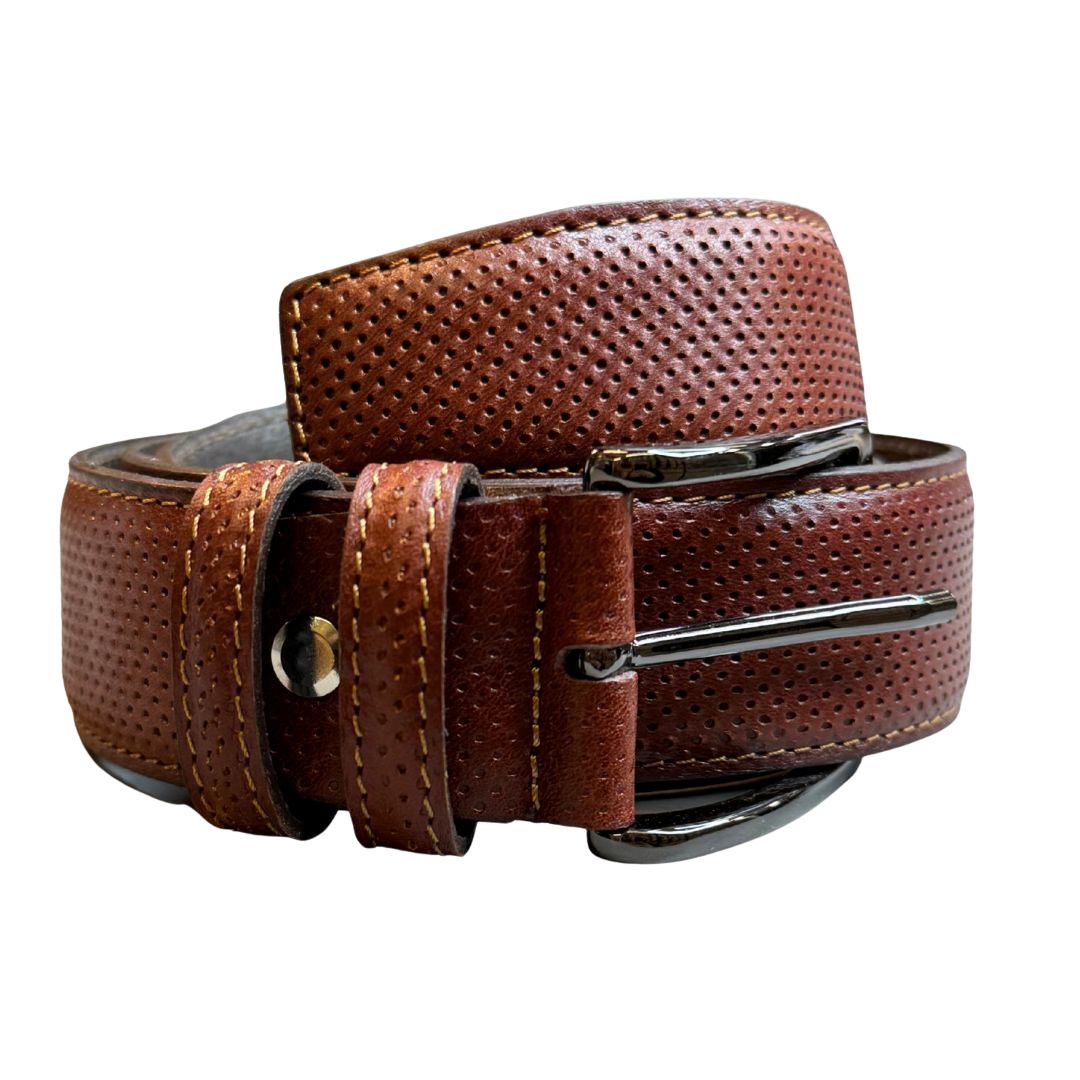 Cintura uomo in vera pelle laserata con fibbia opaca Made in Italy