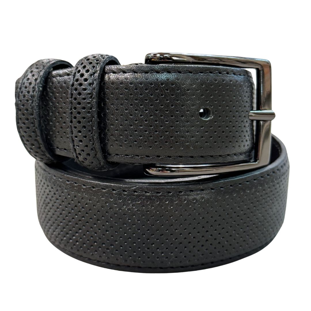 Cintura uomo in vera pelle laserata con fibbia opaca Made in Italy