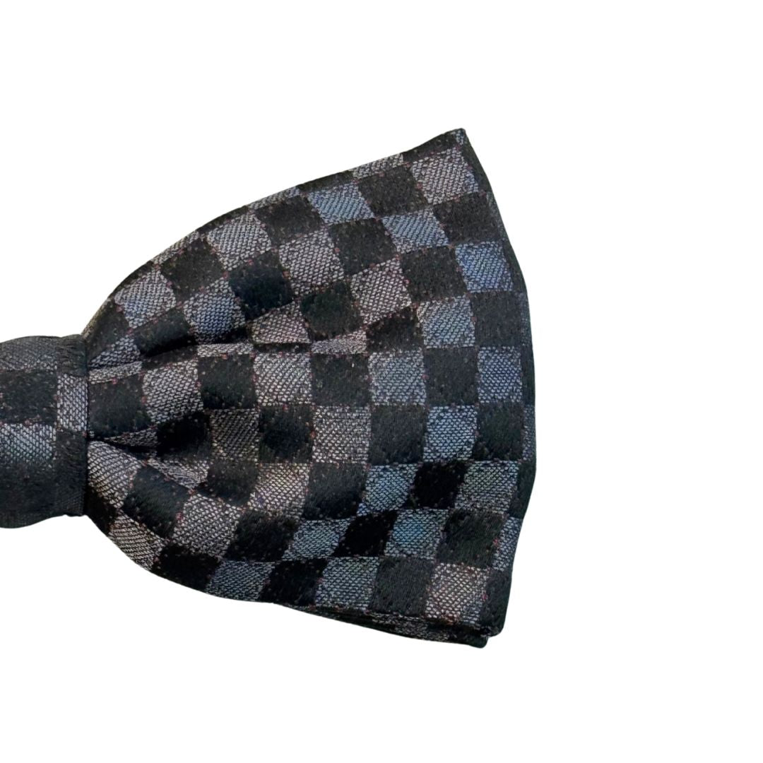 Papillon a scacchi con dettagli a cerchio in seta