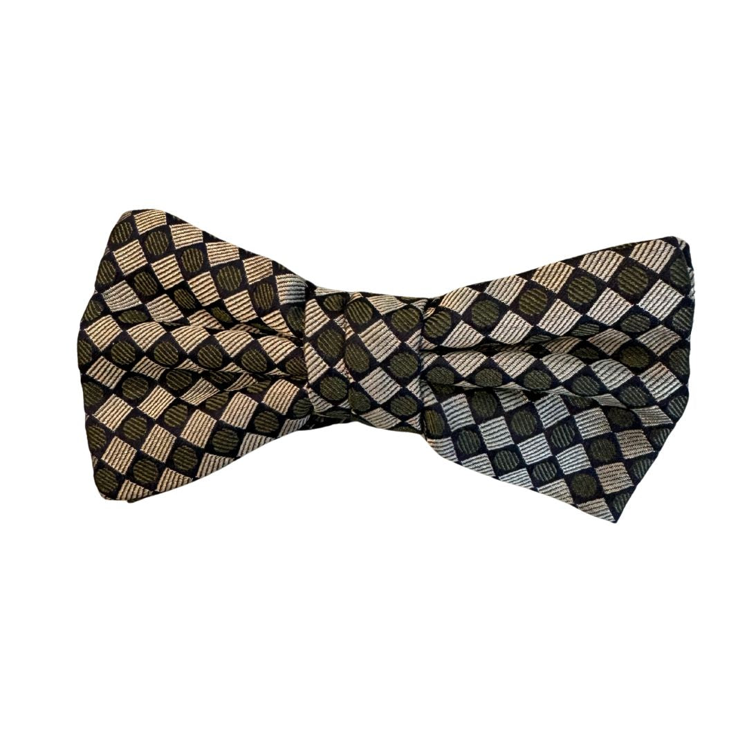 Papillon a rombi e cerchi rigati in seta