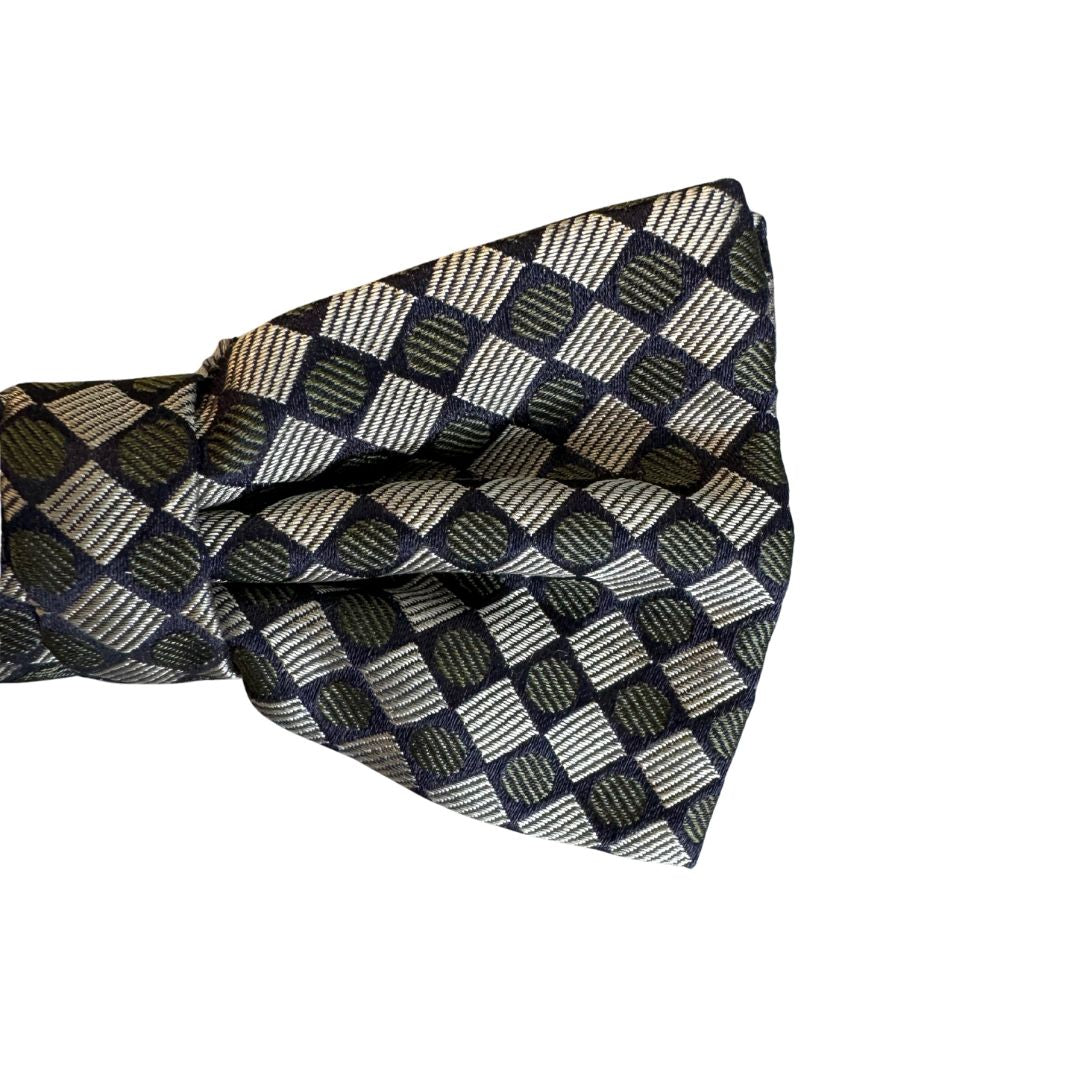 Papillon a rombi e cerchi rigati in seta