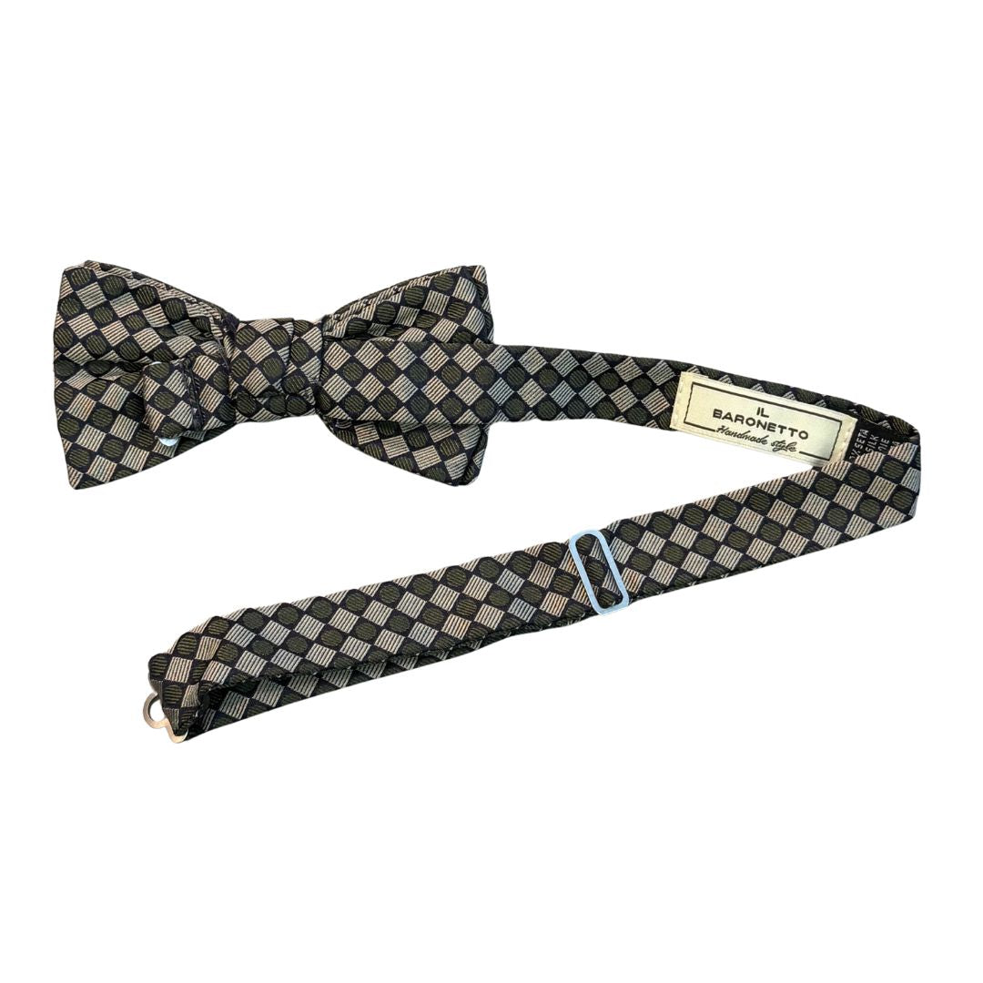 Papillon a rombi e cerchi rigati in seta