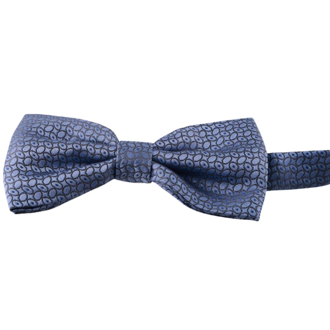 Papillon fantasia ovali in pura seta con tessitura jacquard e nodo sartoriale